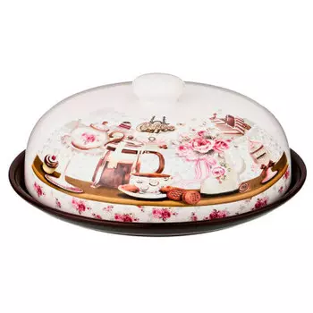 Блюдо для блинов 23*23*10 см Agness кофе с крышкой 358-900