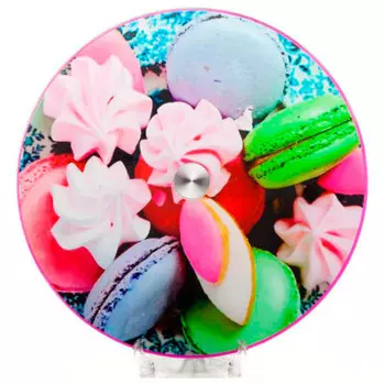 Блюдо сервировочное 28 см вращающееся стекло макарун/роллы 105-012