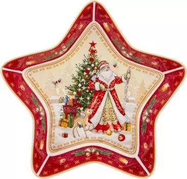 Блюдо-звезда 28*28*5 см лефард дед мороз красное 85-1634