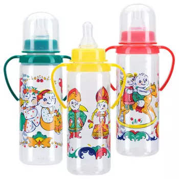 Бутылочка Курносики 250мл 6+ с ручками и силиконовой соской мои первые друзья