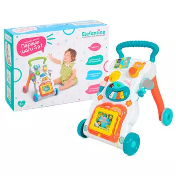Центр игровой на колёсах Elefantino пианино/доска для рисования с контейнером на батарейка it105410