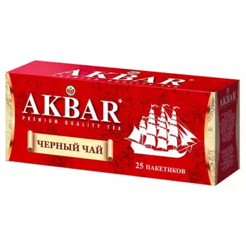 Чай акбар 25 пак*2 г черный корабль