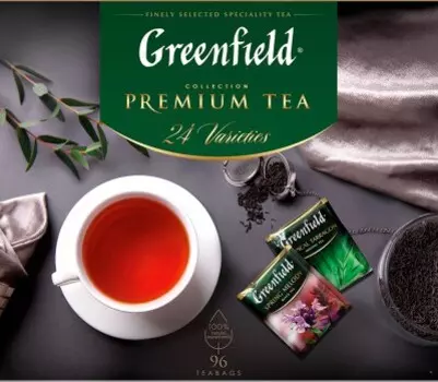 Чай гринфилд 96 пак*1.7 г набор ассорти 24 вкуса