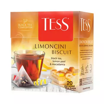 Чай Tess Limoncini Biscuit 20 пирамидок по 1,8г