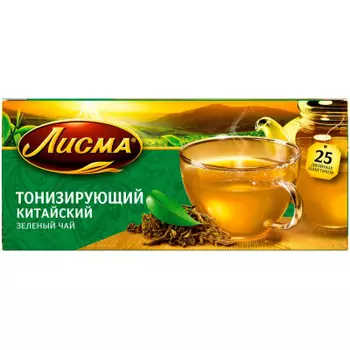 Чай зеленый Лисма тонизирующий 25 пакетиков по 2г