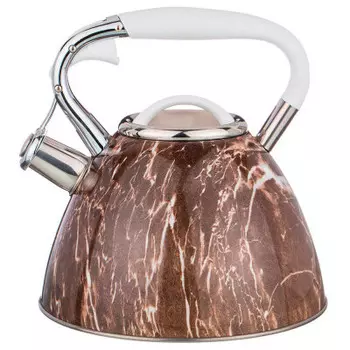 Чайник 3 л агнесс фантазия коричневый мрамор со свистком индукционное капсульное дно 93