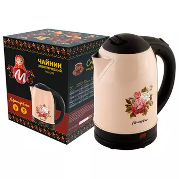 Чайник Матрёна MA-005 бежевый с цветами
