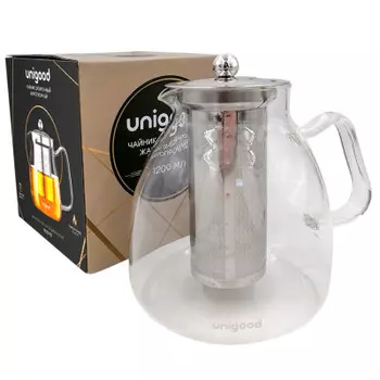 Чайник заварочный Unigood 1.2 л стеклянный hm-ts04-4