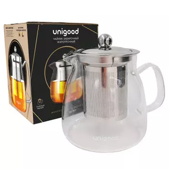 Чайник заварочный Unigood 550 мл стеклянный hm-ts04-1