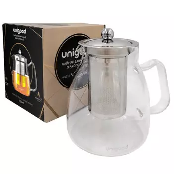 Чайник заварочный Unigood 950 мл стеклянный hm-ts04-3