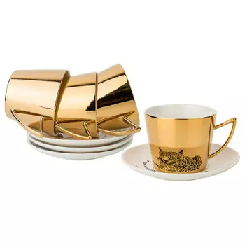 Чайный набор 8 пр 4 персоны 220 мл лефард леопард золотой фарфор 91-076