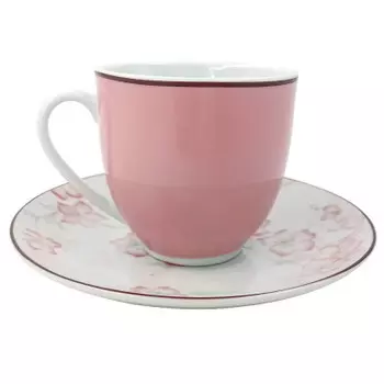 Чашка 200 мл с блюдцем 14 см Европа розовый керамика ns200 cc