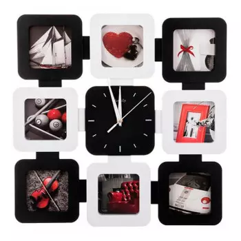 Часы настенные 44*43*4 см д 14*14см+ 8 фото 8*8 см 596-159