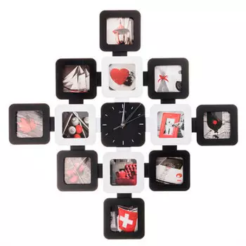 Часы настенные 59*59*4 см д14*14 см+12 фото 8*8 см 596-161