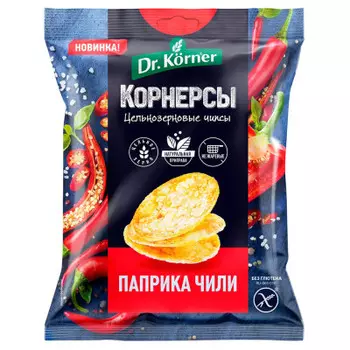 Чипсы др. корнер 50 г цельнозерновые кукурузно рисовые с паприкой и чили