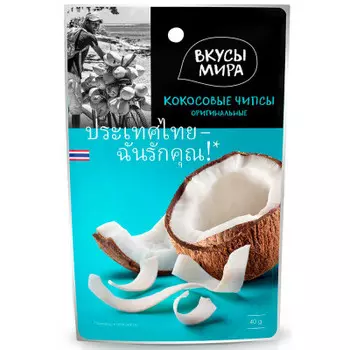 Чипсы кокосовые вкусы мира 40 г оригинальные