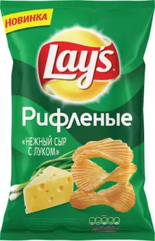 Чипсы Lay's 150г нежный сыр и лук рифленые