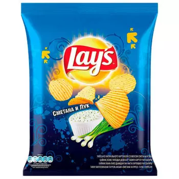 Чипсы Lays 80г сметана лук рифленые