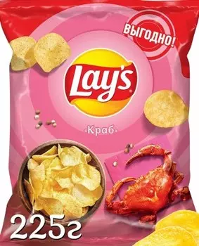 Чипсы лейс 225 г краб