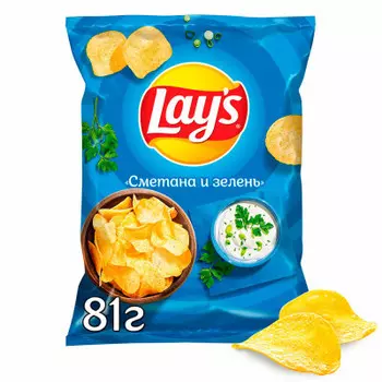 Чипсы лейс 81 г сметана зелень