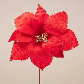 Цветок искусственный лефард пуансетия 25*30 см 226-1047