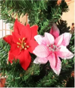 Цветок новогодний Европа 9.5 см красный полиэстер/полипропилен/железо hjw21110345