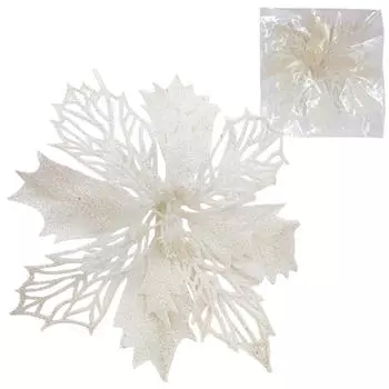 Цветок новогодний на палочке Европа 14 x1x21 см полипропилен/железо белый hjw2202001