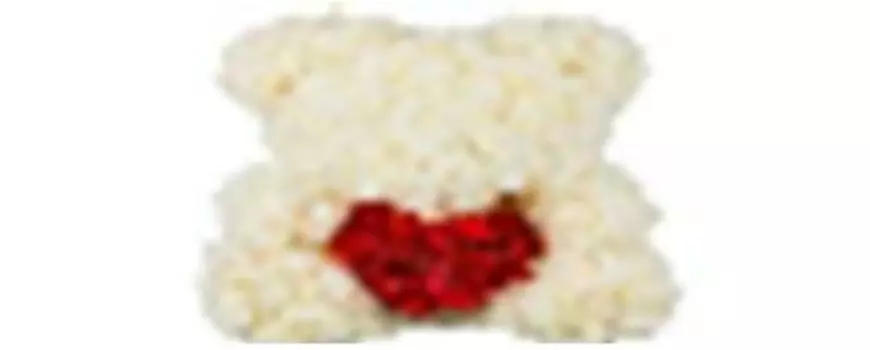 Декоративное изделие медвежонок из роз сердце 40 см белый 192-510