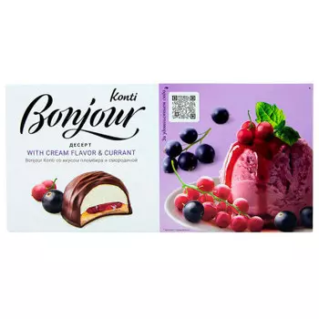 Десерт бонжур 232 г со вкусом пломбира и смородины конти