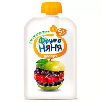 Десерт ФрутоНяня 90г яблоко вишня рябина черная смородина с 5 месяцев дой-пак