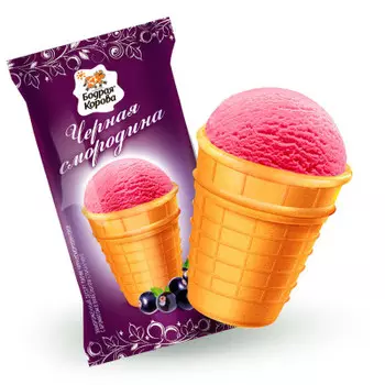 Десерт замороженный Бодрая Корова парфе черносмородиновое в вафельном стаканчике 80г