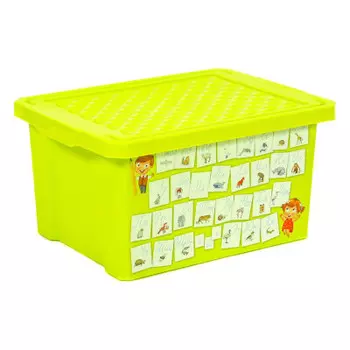 Детский ящик для хранения игрушек Обучайка азбука 17л салатовый la1023обсл