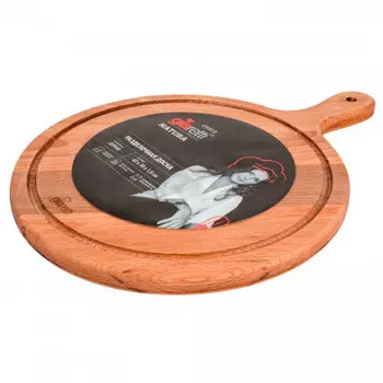 Доска разделочная 40*30*18см Giaretti Natura круглая ручка дерево gr1063нат