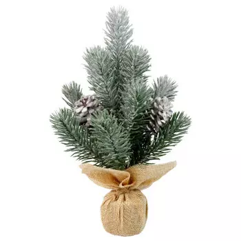 Ель декоративная там-там заснеженная с шишками 16 х16 х25 см x17195