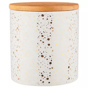 Емкость 0.43 л для сыпучих продуктов 10*10*10.6 см агнессс с бамбуковой крышкой 490-437