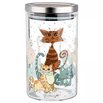 Емкость для сыпучих 1.2 л агнесс озорные коты боросиликатное стекло 887-144