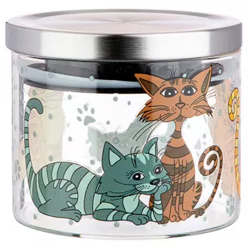 Емкость для сыпучих 520 мл агнесс озорные коты боросиликатное стекло 887-124