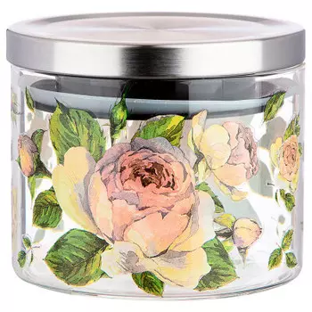 Емкость для сыпучих 520 мл агнесс винтаж пионы боросиликатное стекло 887-126