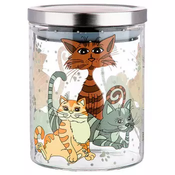 Емкость для сыпучих 850 мл агнесс озорные коты боросиликатное стекло 887-134