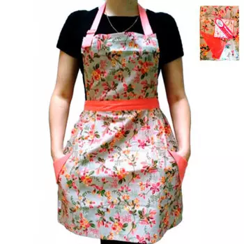 Фартук для кухни ДомВелл барбарис рогожка с карманами и отделкой 240483