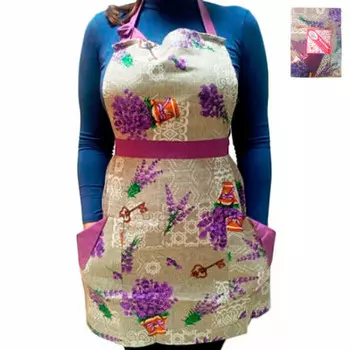 Фартук для кухни ДомВелл лаванда рогожка с карманами и отделкой 241500