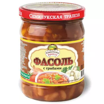 Фасоль Семилукская трапеза 500г в т/с с грибами ст/б