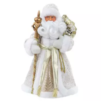 Фигурка новогодняя дед мороз в золотистой шубе 15.5 x8.5 x31.5 см 86567