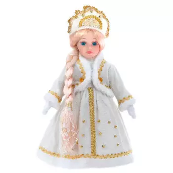 Фигурка новогодняя Феникс Present снегурочка ярослава на подставке золотой костюм 15x11x31см 81309