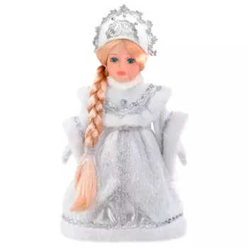 Фигурка новогодняя Феникс Present снегурочка василиса на подставке серебряный костюм15x11x31см 81308