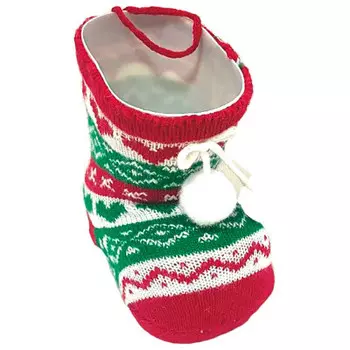 Фигурка новогодняя сапог вязаный 13см dx-6886-2 + dx-430-1