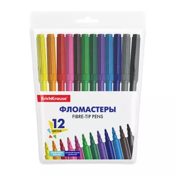 Фломастеры 12 цв эрихкраузе базис 53368