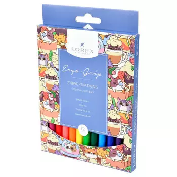 Фломастеры 12цв Lorex коктейльные котята с трехгранным захватом