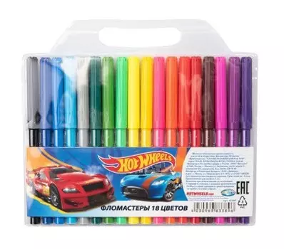 Фломастеры 18 цв центрум хот вилс на водной основе с вентилируемым колпачком 83389