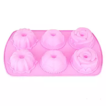 Форма для выпечки 27*17*3,5см Цветочный микс 6 ячеек силикон 9902612